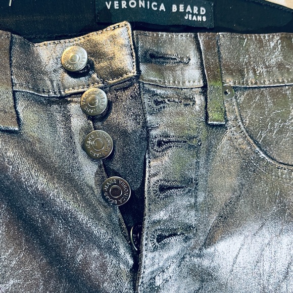 Veronica Beard Metallic Silver Skinny Jeans - Picture 3 of 5